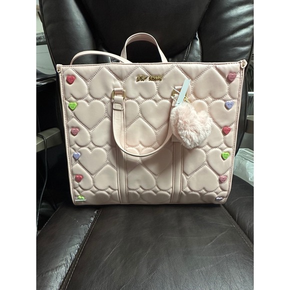 Betsey Johnson‎ Pink Heart Candy Conversation Hearts Tote Bag Purse - Picture 2 of 13